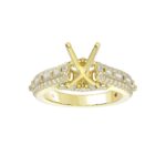 18K YELLOW GOLD 3/4CT ROUND/BAGUETTE/EMERALD DIAMOND LADIES SEMI MOUNT RING - Image 2