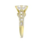 18K YELLOW GOLD 3/4CT ROUND/BAGUETTE/EMERALD DIAMOND LADIES SEMI MOUNT RING - Image 6