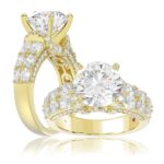 18K YELLOW GOLD 6.00CT ROUND/OVAL DIAMOND SEMI MOUNT LADIES RING (CENTER STONE ROUND DIAMOND 4.00CT)