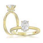 18K YELLOW GOLD 7/8CT ROUND/OVAL DIAMOND LADIES RING(CENTER STONE OVAL DIAMOND 3/4 CT)