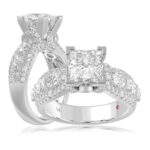 18L WHITE GOLD 3 1/4CT ROUND/PRINCESS/OVAL DIAMOND LADIES SEMI MOUNT RING(CENTER STONE MOUNT PRINCESS DIAMOND 2CT)