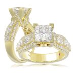 18L YELLOW GOLD 3 1/4CT ROUND/PRINCESS/OVAL DIAMOND LADIES SEMI MOUNT RING(CENTER STONE PRINCESS DIAMOND 2CT)