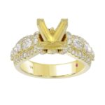 18L YELLOW GOLD 3 1/4CT ROUND/PRINCESS/OVAL DIAMOND LADIES SEMI MOUNT RING(CENTER STONE PRINCESS DIAMOND 2CT) - Image 2