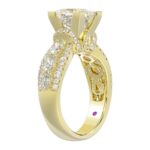 18L YELLOW GOLD 3 1/4CT ROUND/PRINCESS/OVAL DIAMOND LADIES SEMI MOUNT RING(CENTER STONE PRINCESS DIAMOND 2CT) - Image 3