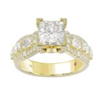 18L YELLOW GOLD 3 1/4CT ROUND/PRINCESS/OVAL DIAMOND LADIES SEMI MOUNT RING(CENTER STONE PRINCESS DIAMOND 2CT) - Image 4