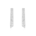 14K WHITE GOLD 1/2CT ROUND DIAMOND LADIES HOOPS EARRINGS