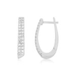 14K WHITE GOLD 1/2CT ROUND DIAMOND LADIES HOOPS EARRINGS - Image 2