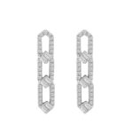 14K WHITE GOLD 1/2CT ROUND/BAGUETTE DIAMOND LADIES EARRINGS