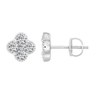 14K WHITE GOLD 1/4CT ROUND DIAMOND LADIES EARRINGS