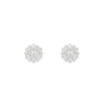 14K WHITE GOLD 1/4CT ROUND DIAMOND LADIES FLOWER EARRINGS