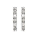 14K WHITE GOLD 1CT ROUND/EMERALD DIAMOND LADIES EARRINGS(CENTER STONE EMERALD DIAMOND 5/8CT)