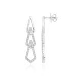 14K WHITE GOLD 3/4CT ROUND DIAMOND LADIES EARRINGS - Image 2