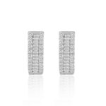 14K WHITE GOLD 3/8CT ROUND/BAGUETTE DIAMOND LADIES EARRINGS