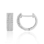 14K WHITE GOLD 3/8CT ROUND/BAGUETTE DIAMOND LADIES EARRINGS - Image 2