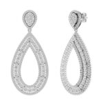 14K WHITE GOLD 3CT ROUND DIAMOND LADIES EARRINGS - Image 2