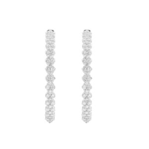 14K WHITE GOLD 4CT ROUND DIAMOND LADIES HOOPS EARRINGS