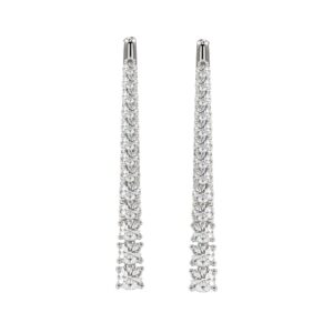 14K WHITE GOLD 7/8CT ROUND DIAMOND LADIES HOOP EARRINGS