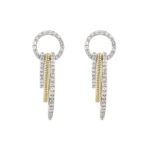 14K WHITE GOLD/YELLOW GOLD 1CT ROUND/BAGUETTE DIAMOND LADIES EARRINGS