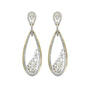 14K YELLOW GOLD 1 1/3CT ROUND DIAMOND LADIES EARRINGS