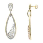 14K YELLOW GOLD 1 1/3CT ROUND DIAMOND LADIES EARRINGS - Image 2