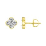 14K YELLOW GOLD 1 1/5CT ROUND DIAMOND LADIES EARRINGS
