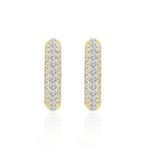 14K YELLOW GOLD 1 5/8CT ROUND DIAMOND LADIES HOOPS EARRINGS