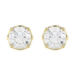 14K YELLOW GOLD 1/2CT ROUND DIAMOND LADIES EARRINGS