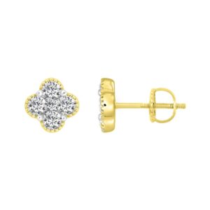 14K YELLOW GOLD 1/2CT ROUND DIAMOND LADIES EARRINGS