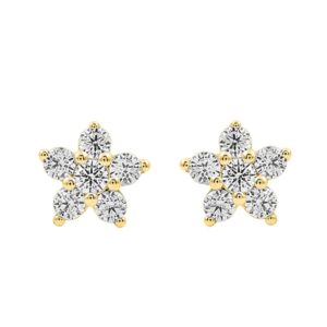 14K YELLOW GOLD 1/2CT ROUND DIAMOND LADIES EARRINGS
