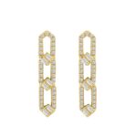14K YELLOW GOLD 1/2CT ROUND/BAGUETTE DIAMOND LADIES EARRINGS