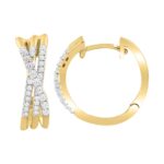 14K YELLOW GOLD 1CT ROUND DIAMOND LADIES HOOP EARRINGS - Image 2