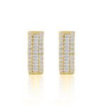 14K YELLOW GOLD 3/8CT ROUND/BAGUETTE DIAMOND LADIES EARRINGS