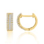 14K YELLOW GOLD 3/8CT ROUND/BAGUETTE DIAMOND LADIES EARRINGS - Image 2