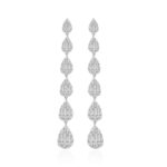 18K WHITE GOLD 1 1/5CT ROUND/BAGUETTE DIAMOND LADIES EARRINGS