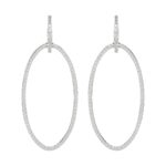 18K WHITE GOLD 1 3/8CT ROUND DIAMOND LADIES HOOPS EARRINGS