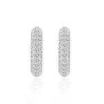 18K WHITE GOLD 1 5/8CT ROUND DIAMOND LADIES HOOPS EARRINGS