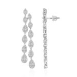 18K WHITE GOLD 1/2CT ROUND/BAGUETTE DIAMOND LADIES EARRINGS - Image 2