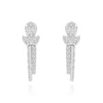 18K WHITE GOLD 1/2CT ROUND/BAGUETTE DIAMOND LADIES HOOPS EARRINGS