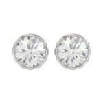 18K WHITE GOLD 1CT ROUND DIAMOND LADIES EARRINGS(CENTER STONE ROUND DIAMOND 7/8CT)