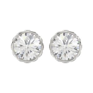 18K WHITE GOLD 1CT ROUND DIAMOND LADIES EARRINGS(CENTER STONE ROUND DIAMOND 7/8CT)