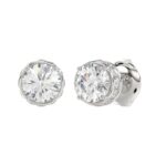 18K WHITE GOLD 1CT ROUND DIAMOND LADIES EARRINGS(CENTER STONE ROUND DIAMOND 7/8CT) - Image 3