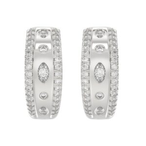 18K WHITE GOLD 1CT ROUND/MARQUISE DIAMOND LADIES EARRINGS