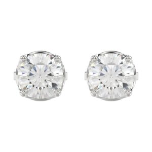 18K WHITE GOLD 3/4CT ROUND DIAMOND LADIES EARRINGS