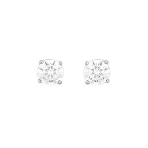 18K WHITE GOLD 3/4CT ROUND DIAMOND LADIES EARRINGS(CENTER STONE ROUND DIAMOND 5/8CT)