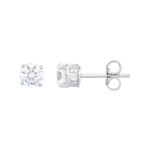 18K WHITE GOLD 3/4CT ROUND DIAMOND LADIES EARRINGS(CENTER STONE ROUND DIAMOND 5/8CT) - Image 2