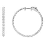 18K WHITE GOLD 4CT ROUND DIAMOND LADIES HOOPS EARRINGS - Image 2