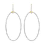 18K YELLOW GOLD 1 3/8CT ROUND DIAMOND LADIES HOOPS EARRINGS