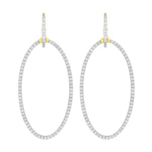 18K YELLOW GOLD 1 3/8CT ROUND DIAMOND LADIES HOOPS EARRINGS
