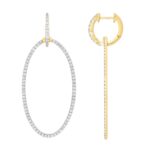 18K YELLOW GOLD 1 3/8CT ROUND DIAMOND LADIES HOOPS EARRINGS - Image 2