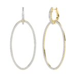 18K YELLOW GOLD 1 3/8CT ROUND DIAMOND LADIES HOOPS EARRINGS - Image 3